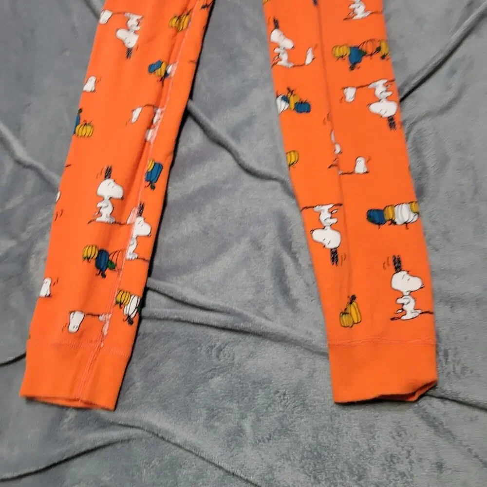 Hanna Andersson Long John PJ Pant 10 Orange Snoopy Halloween Pumpkin Organic 140